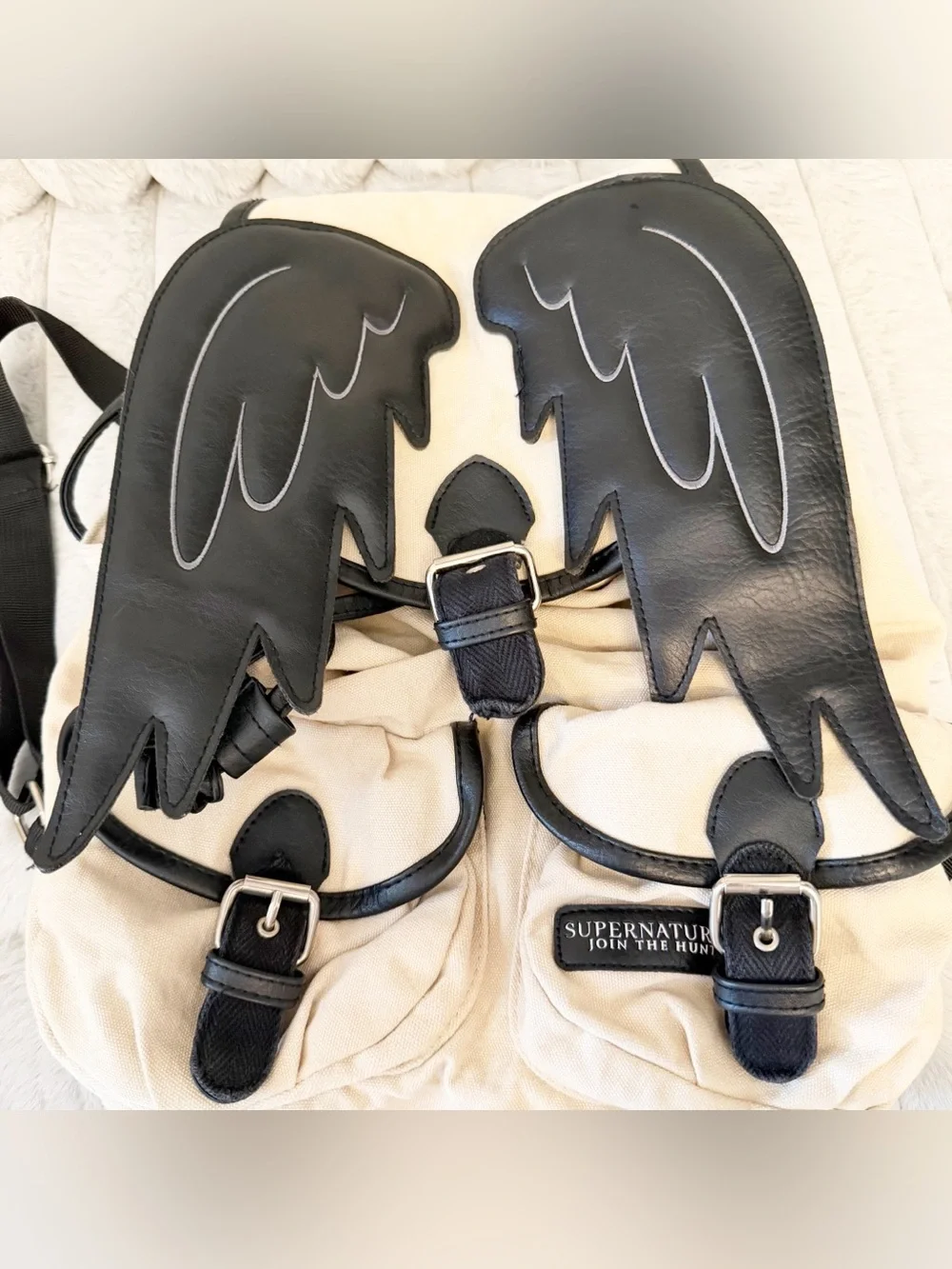 Supernatural Castiel Wings Slouch Backpack Canvas slouch backpack